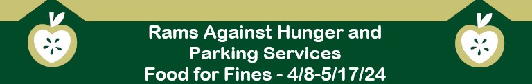 Rams Against Hunger and Parking Services Ford For Fines valid April 8th through May 17th